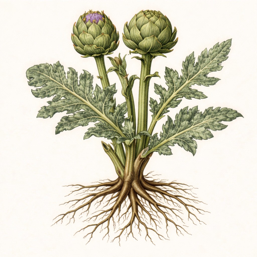 Artisjok botanische illustratie