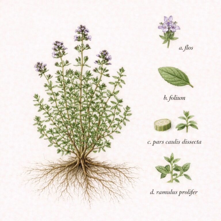 Echte tijm botanische illustratie