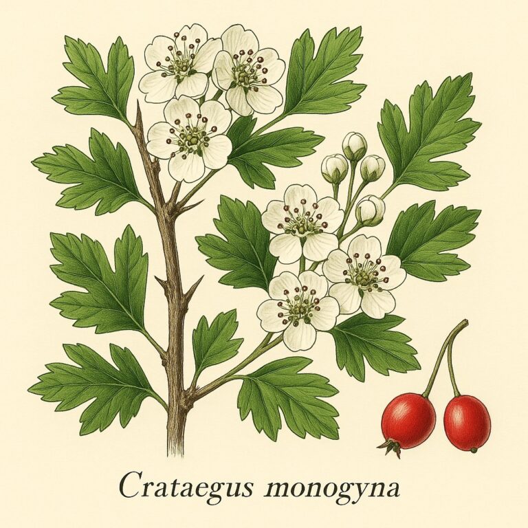 Eenstijlige meidoorn / Tweestijlige meidoorn botanische illustratie