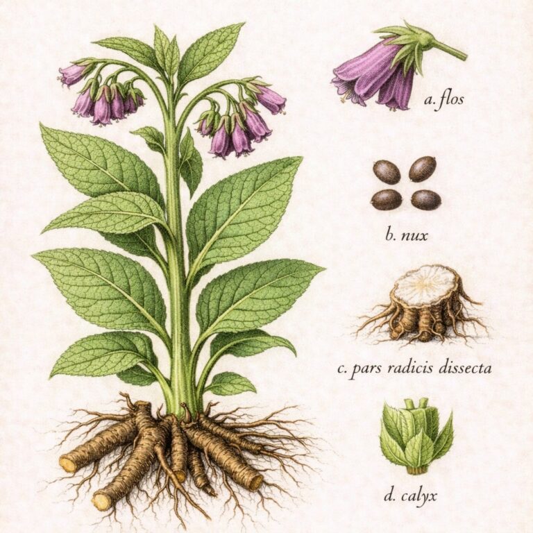 Gewone smeerwortel botanische illustratie