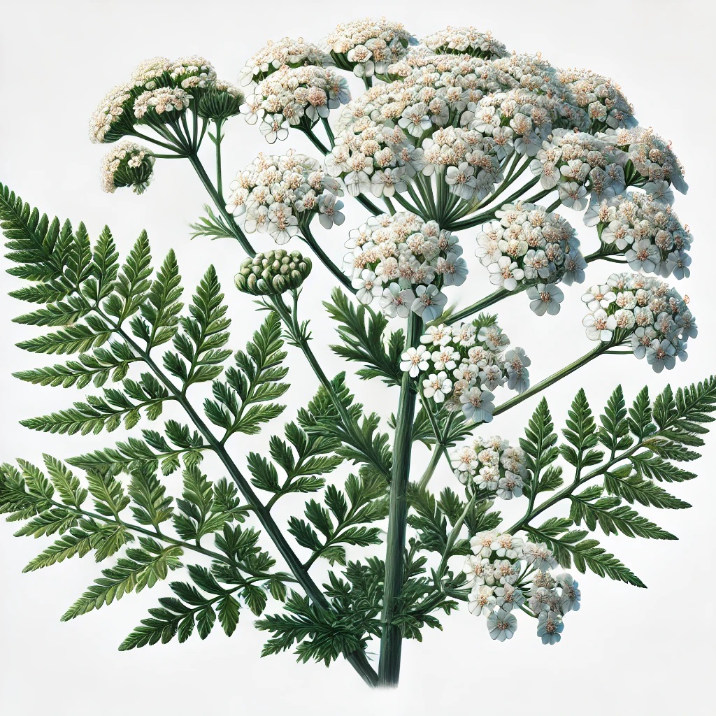 Gewoon duizendblad botanische illustratie