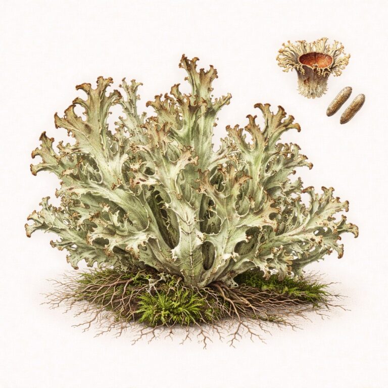 IJslands mos botanische illustratie