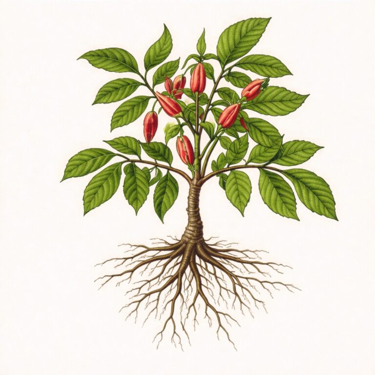 Kwassieboom botanische illustratie