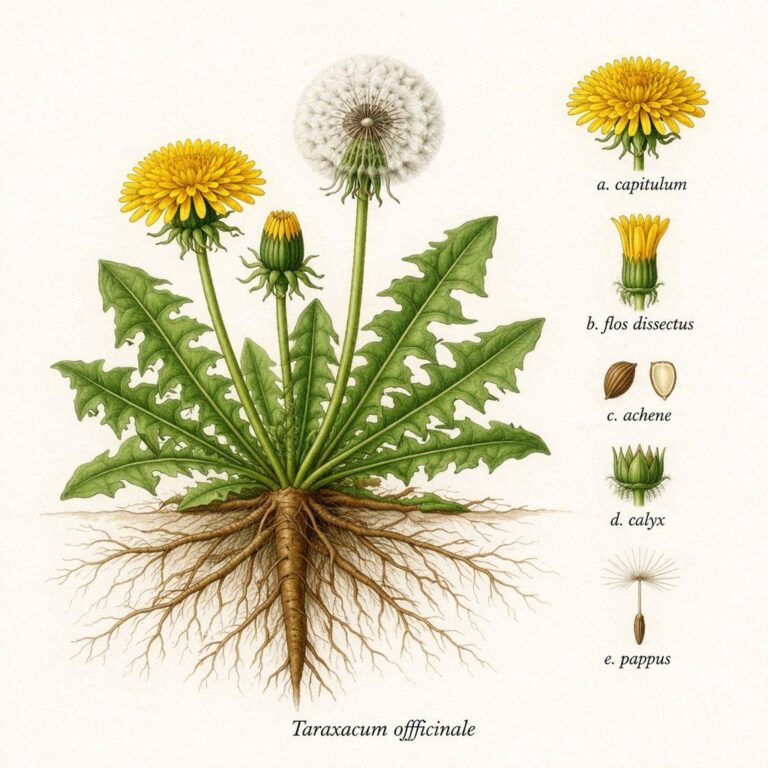 Paardenbloem botanische illustratie