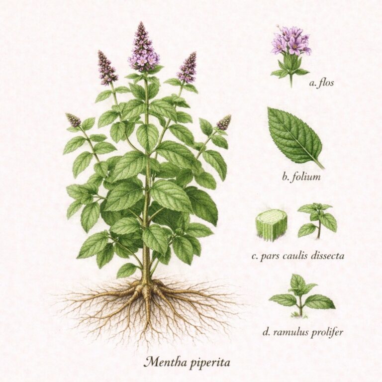 Pepermunt botanische illustratie