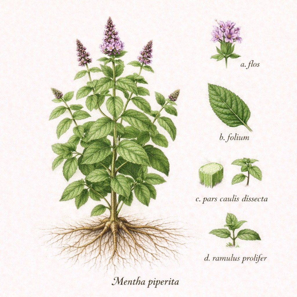 Pepermunt botanische illustratie