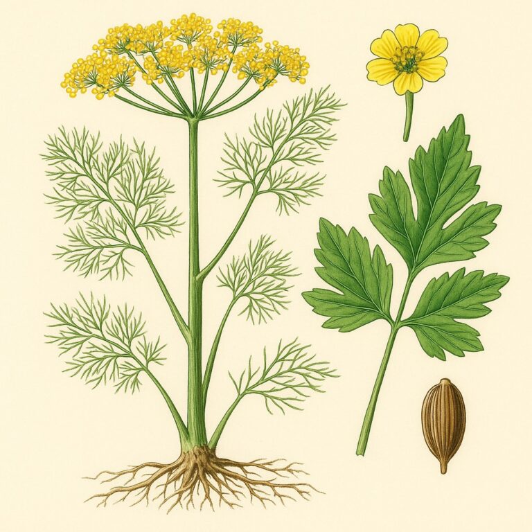 Venkel botanische illustratie