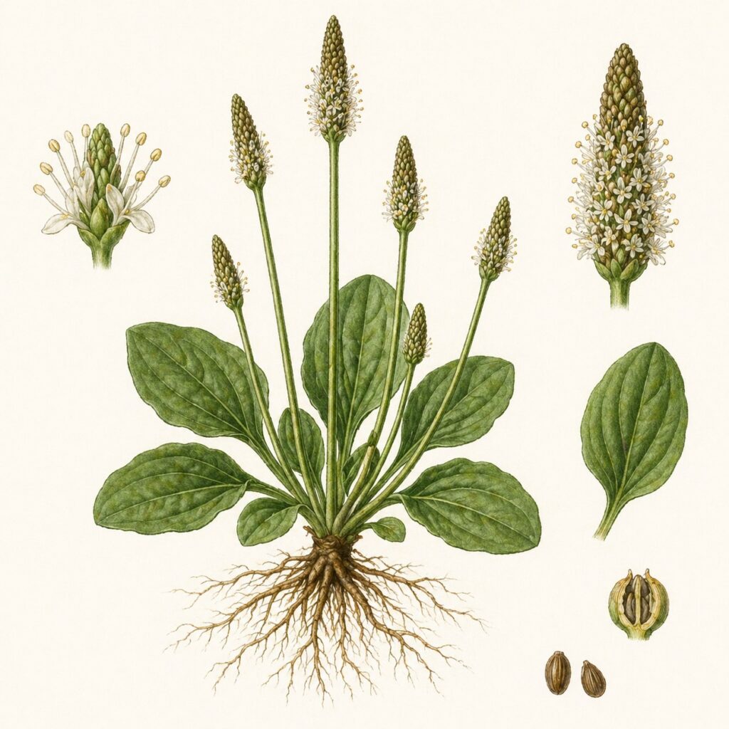 Vlozaad / Psyllium botanische illustratie