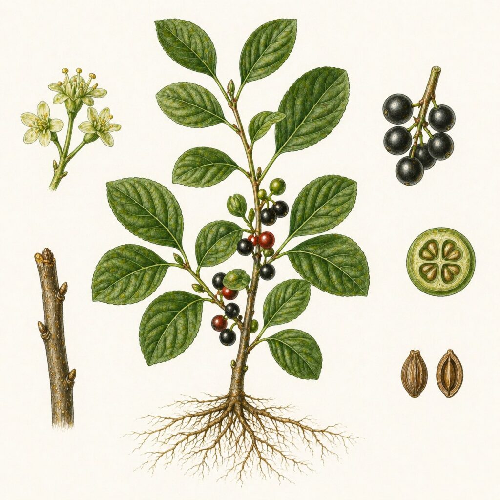 Wegedoorn botanische illustratie