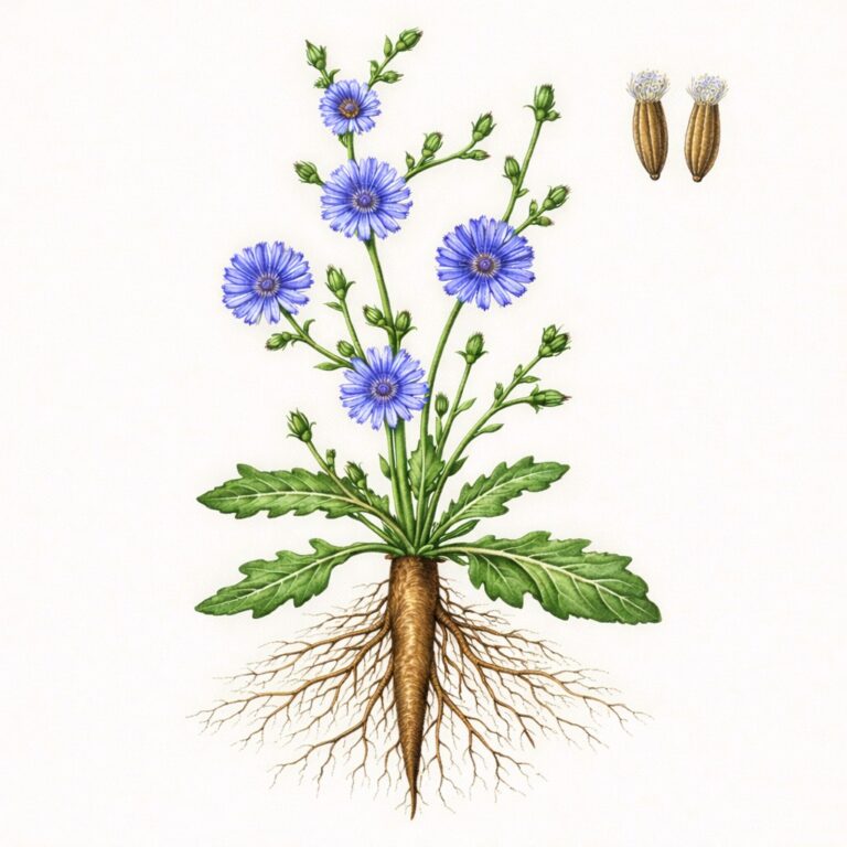 Wilde Cichorei botanische illustratie