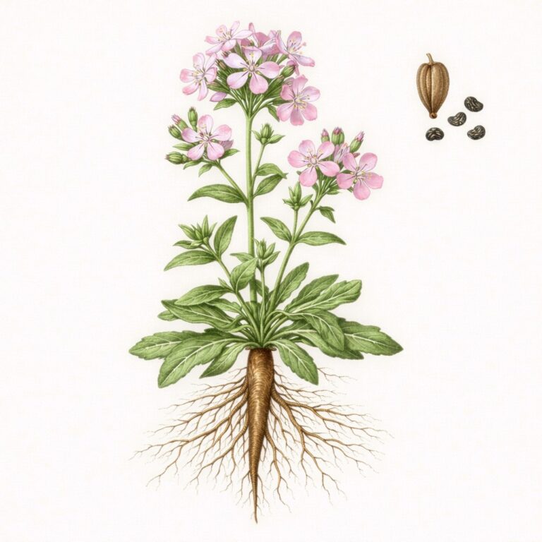 Zeepkruid botanische illustratie