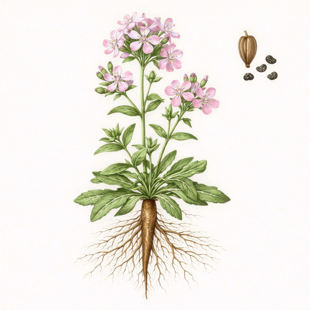 Zeepkruid botanische illustratie