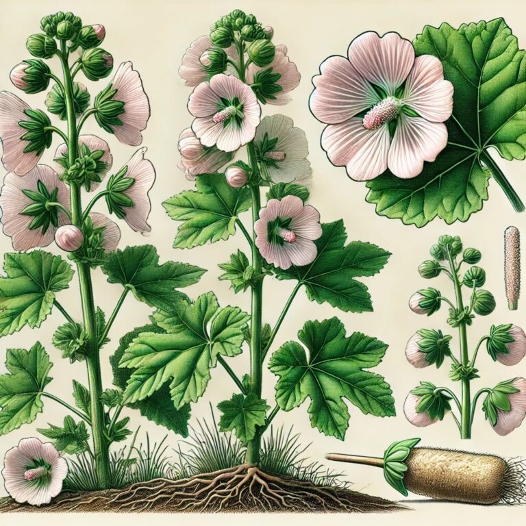 Echte Heemst botanische illustratie