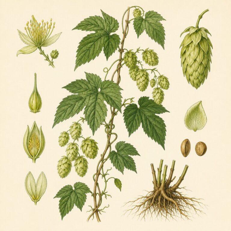Hop botanische illustratie