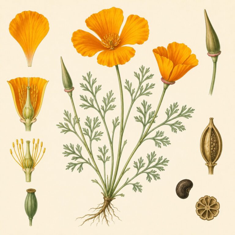 Slaapmutsje botanische illustratie