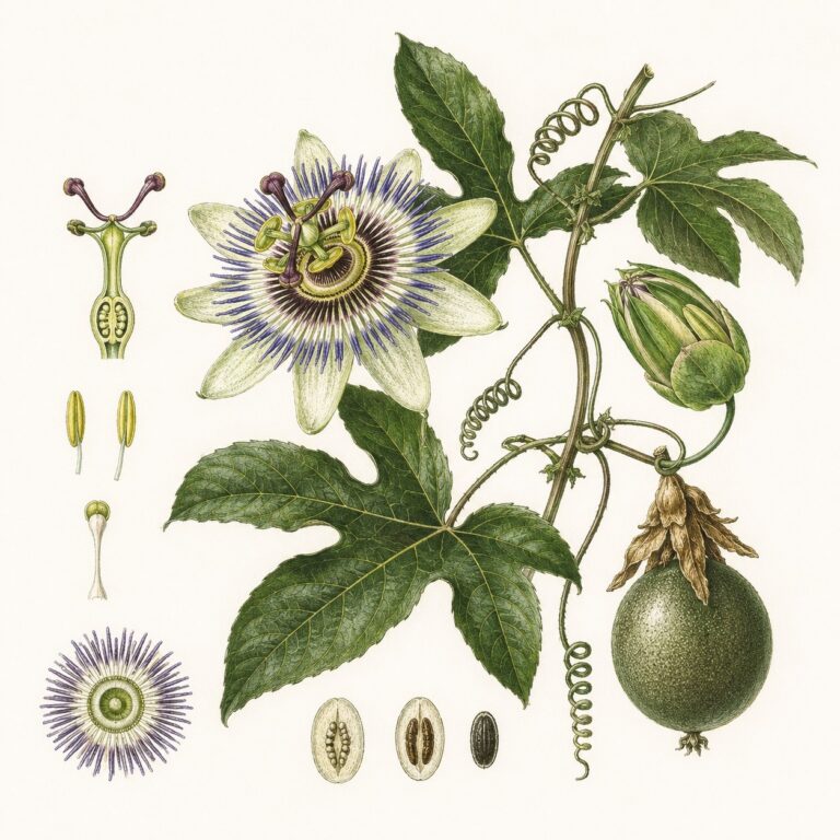 Wilde passiebloem botanische illustratie