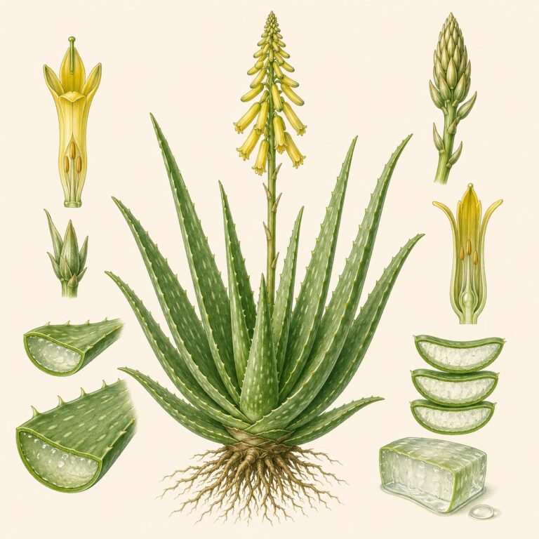 Echte aloë botanische illustratie