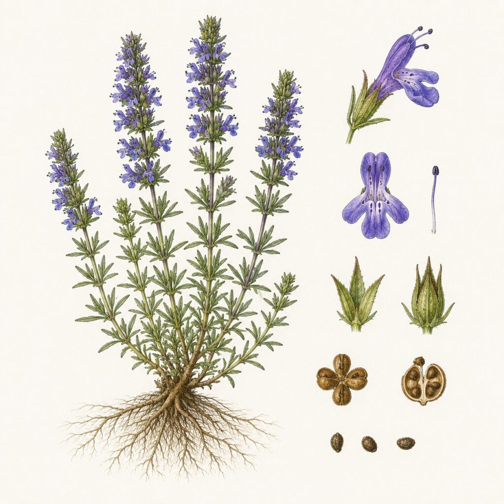 Hyssop botanische illustratie