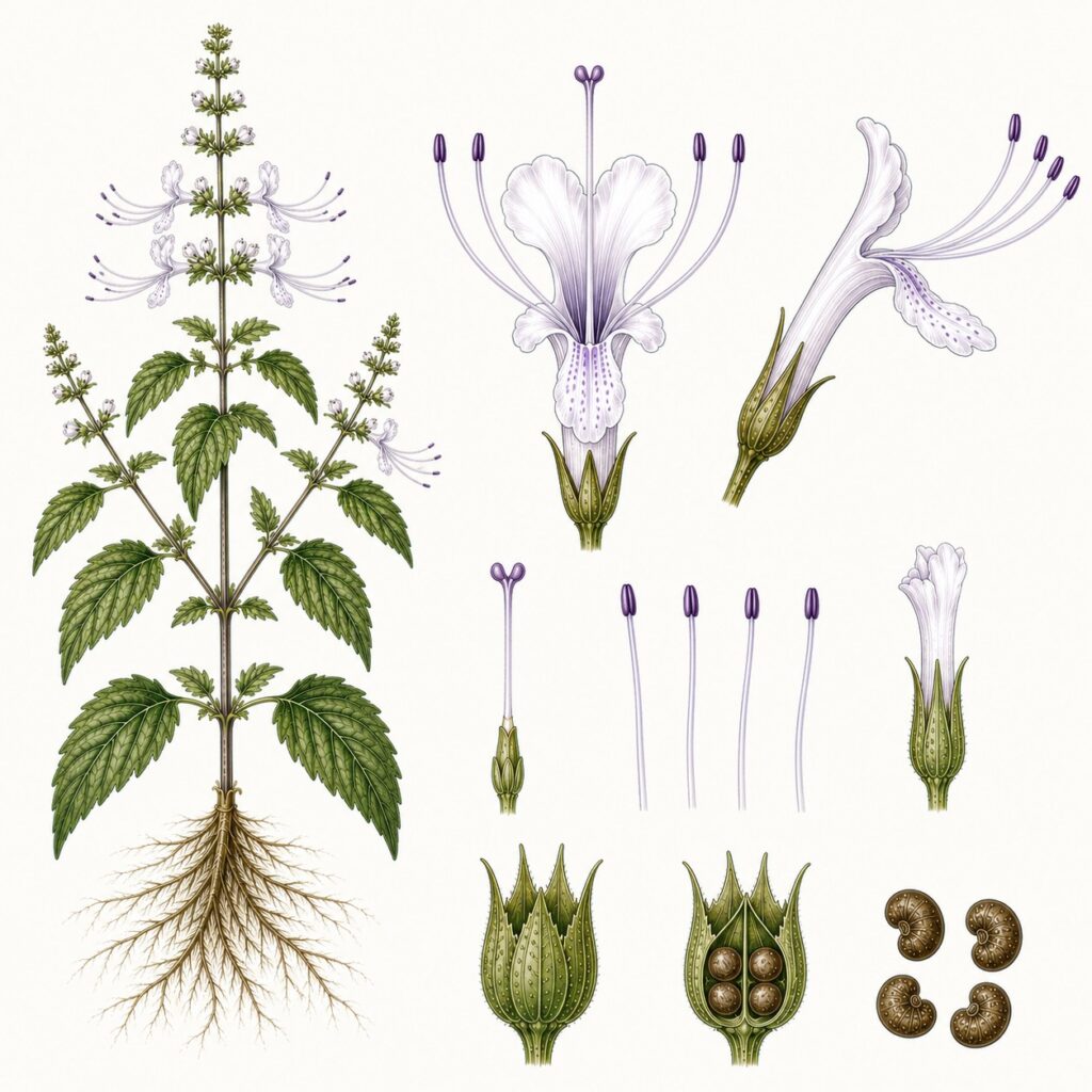 Javaanse nierthee botanische illustratie