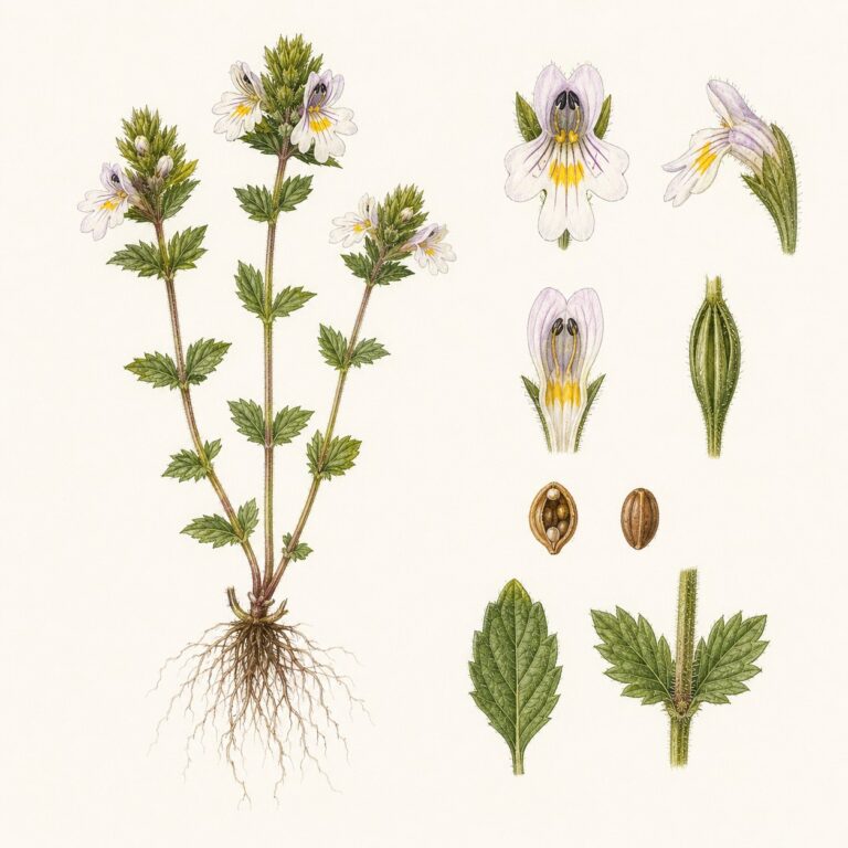 Stijve ogentroost botanische illustratie