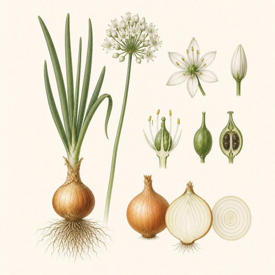 Ui, ajuin botanische illustratie
